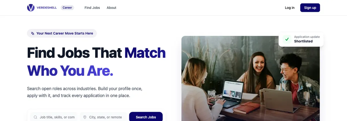 Career Platform home page: find jobs that match who you are