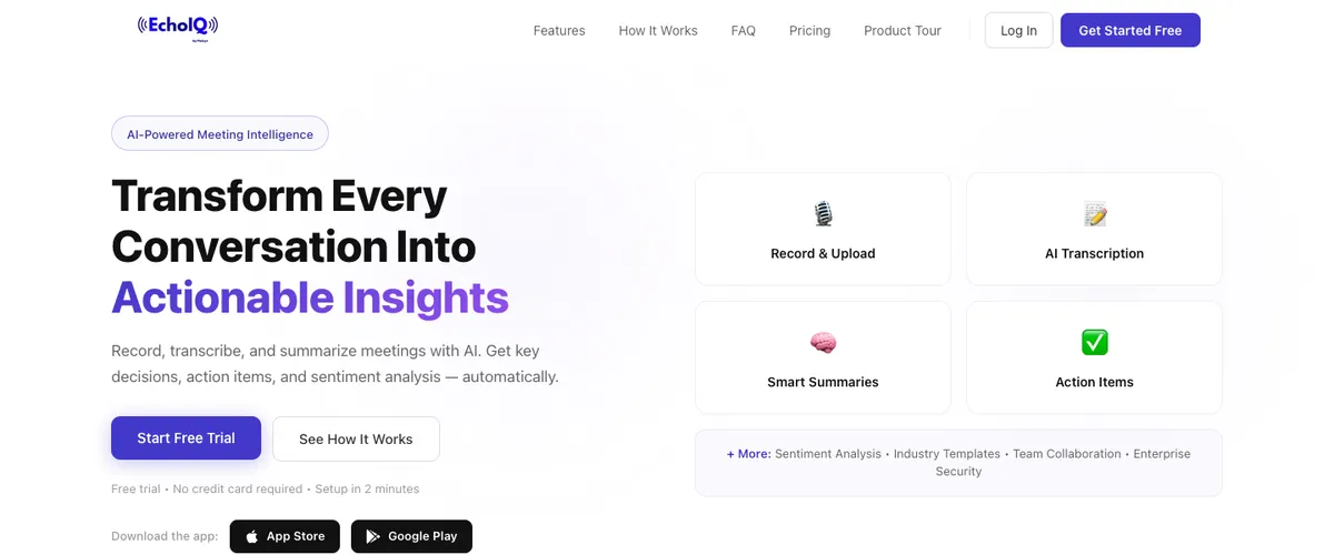 EchoIQ home page: transform every conversation into actionable insights