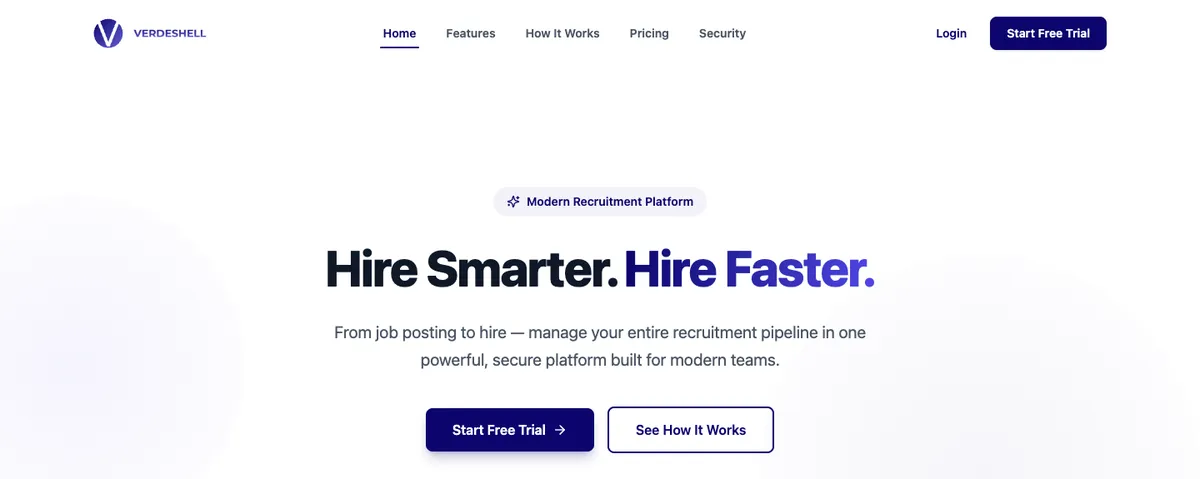 Recruit Platform home page: hire smarter, hire faster